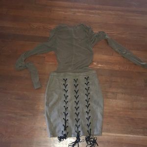 Olive Green Midi Dress.